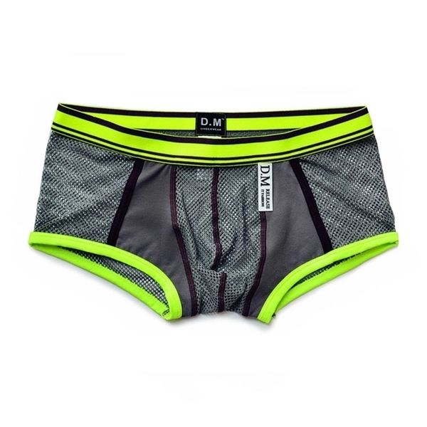 

male underwear underpants mesh perspective gay underwear men male boxer personality boxershorts low rise boxer para hombre lj201110, Black;white