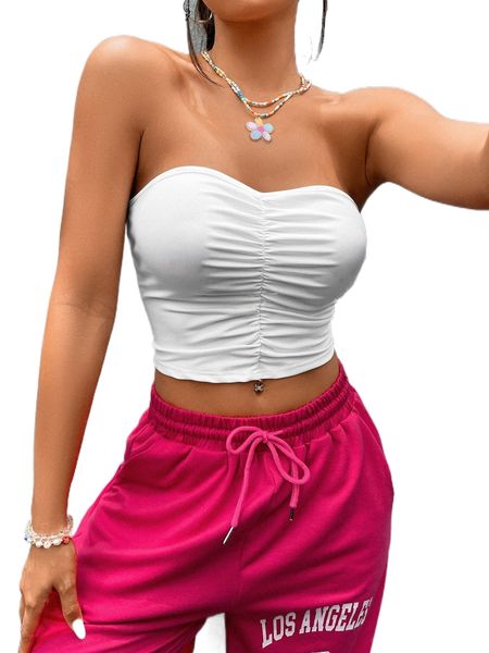 

ruched crop tube z9ol#, White