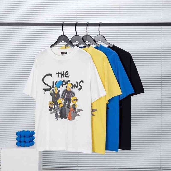 

g1t8 new paris simpsons short sleeve high version t-shirt versatile casual men's and women's same lover's half, White;black