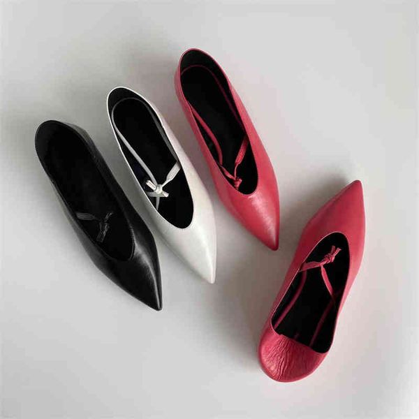 

sandals spring leather dancing shoes, pointed heel, lofook french lace up witch flat sole single shoes, Black