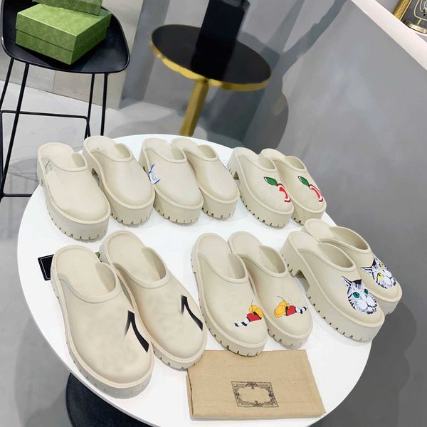 

designer women hole slippers luxury mens rubber sandals 5cm/2.5cm thick bottom eva shoes summer beach increased platform non-slip casual no, Black