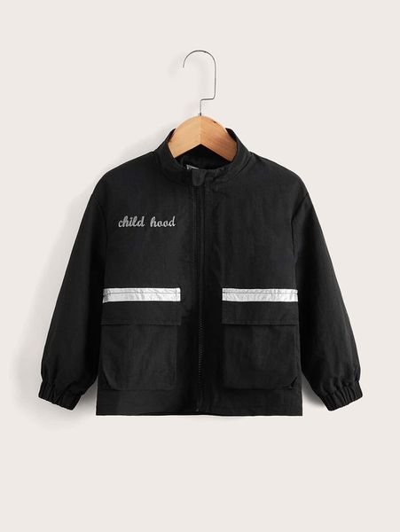 

toddler boys letter embroidery zip up jacket she, Blue;gray