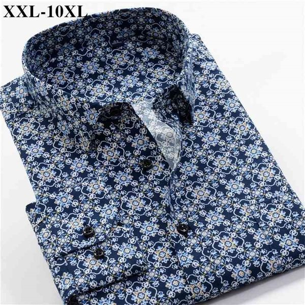 

men's printed shirt autumn fashion casual loose hawaii long sleeve shirts male brand plus zise 5xl 6xl 7xl 8xl 9xl 10xl 210331, White;black