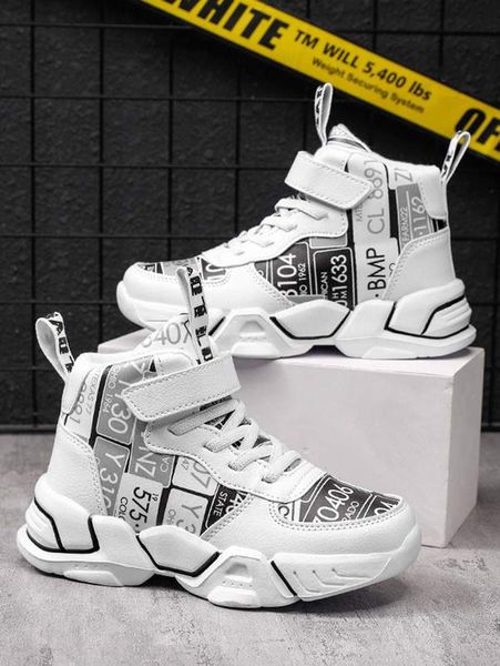 

boys letter graphic high sneakers she, Black