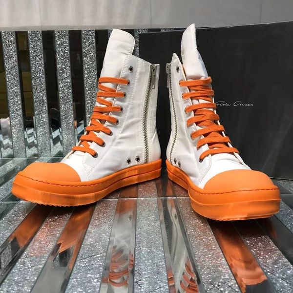 

wallet pocket men ro boots canvas women street shoes side zipper couple models fashion flats orange, Black