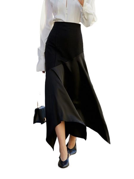 

hanky hem solid skirt c4se#, Black