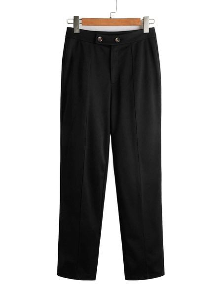 

solid straight leg pants u0p8#, Black;white