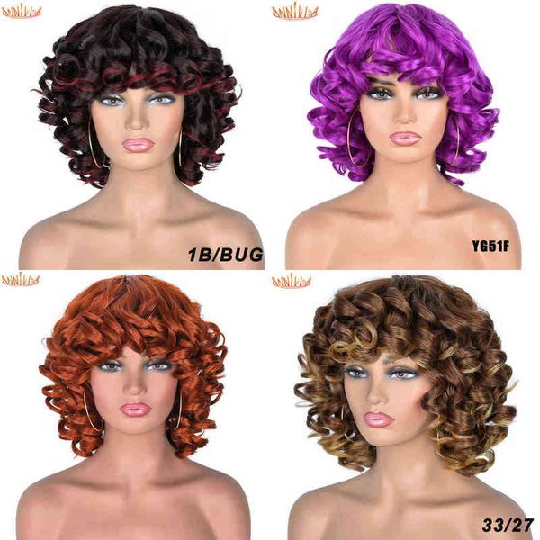 

hair synthetic wigs cosplay short hair afro kinky curly wigs bangs for black women synthetic african ombre glueless cosplay high temperature