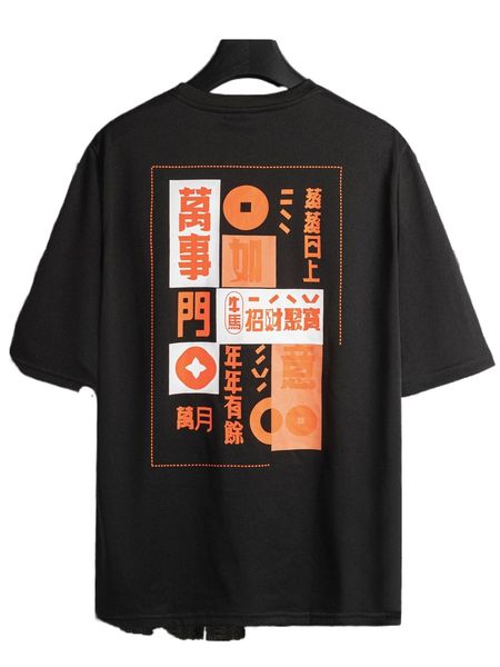 

men chinese character graphic tee 99zk#, White;black