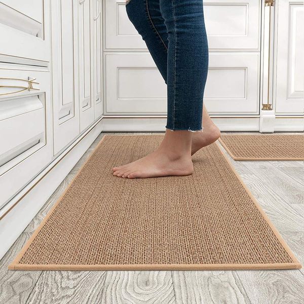 Halılar Uzun Mutfak Zemin Mat Anti-Slip Yıkanabilir Halı Her Şey Dahi Keten Dokuma Giriş Puafat Balkon Koridoru Kapalı Kapı Rugcarpets