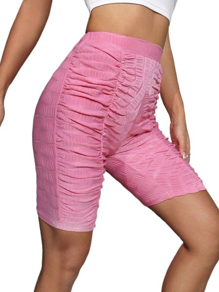 

high waist ruched biker shorts d1bk#, White;black