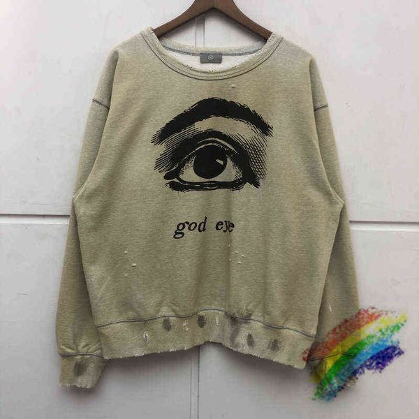 

destroy big eyes printed sweater high street men women sweatshirts solid thickened crewneck t220802, Black