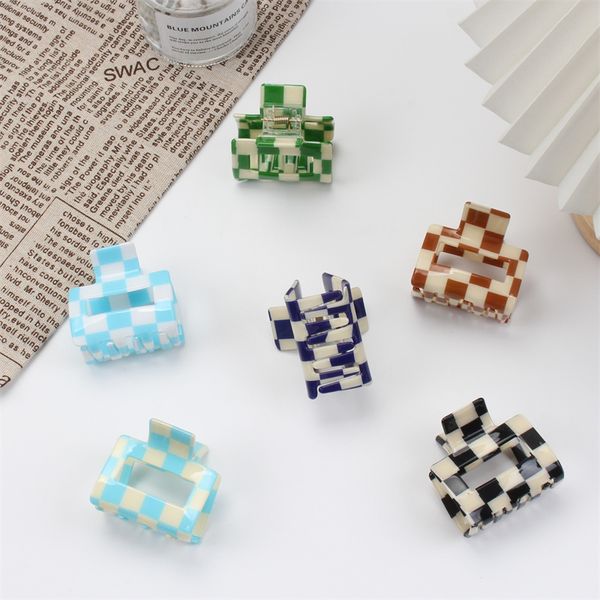 

5cm acetic acid checkered black white colors plaid hair claw clips for girls hairpins women bobby pin accessories headwear come shine, Black;brown