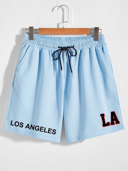 

men letter graphic drawstring waist shorts a10j#, White;black