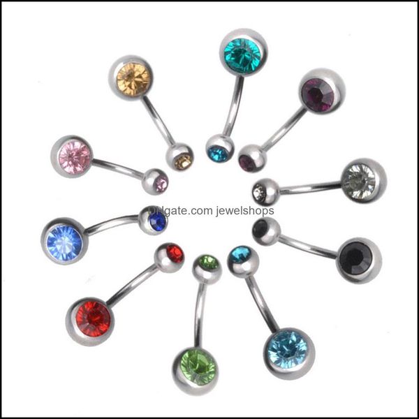 

hoop hie earrings jewelry 316l titanium steel belly button rings clear cz crystal navel piercing wholesal dhwvf, Golden;silver