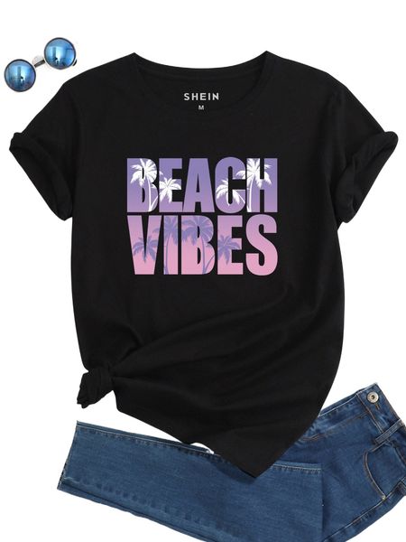 

letter & palm tree print tee h6or#, White
