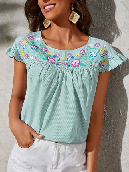 

floral print butterfly sleeve r1c0#, White