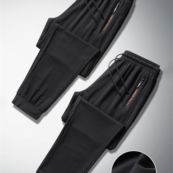 

summer breathable mesh black sweatpants men joggers sportswear baggy trousers male casual track pants plus size 7xl 8xl 9xl 220509