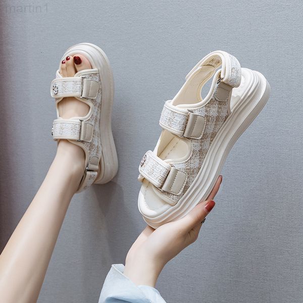 

sandals designer [the main trend in summer]xiaoxiangfeng sandals women's muffin bottom 2022 summer new net red ins trendy leathervebi, Black