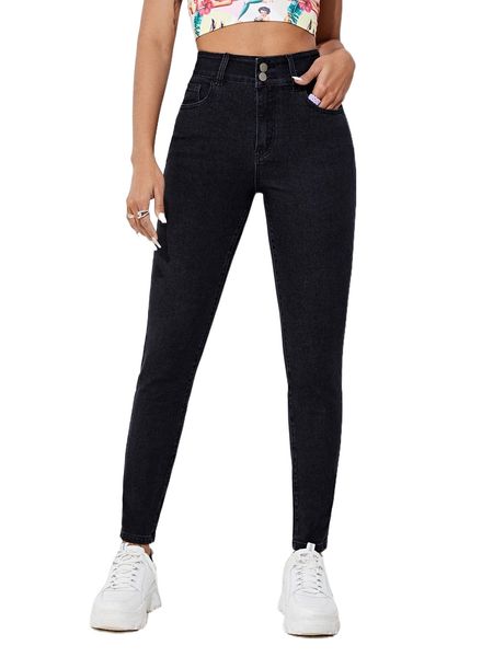 

high waist slant pocket skinny jeans z30y#, Blue