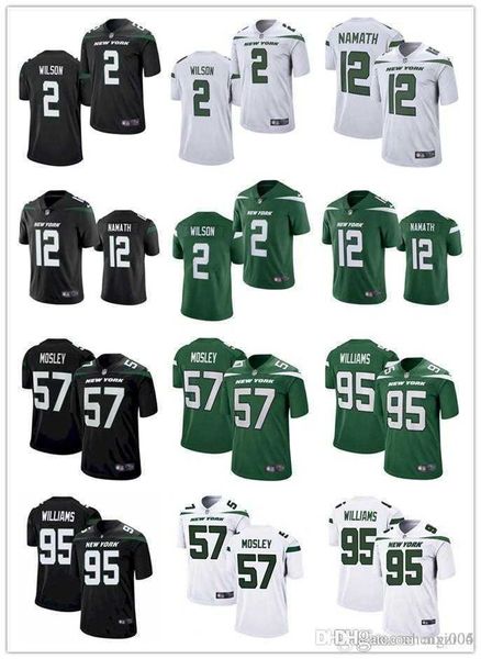 

men women youth new york''jets''57 c.j. mosley 2 zach wilson 12 joe namath 95 quinnen williams black green customs footb