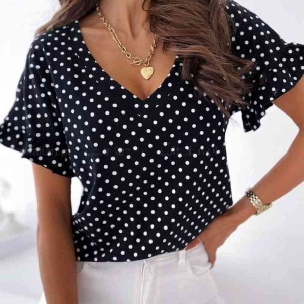 

women's t-shirt 716 short sleeve dot t-shirt summer s9f2, White