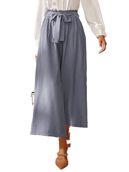 

self tie wide leg pants 33ay#, Black;white