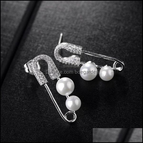 

ear cuff earrings jewelry fashion-womens fashion stylized pin zircon pearl drop delivery 2021 dhvz9, Silver