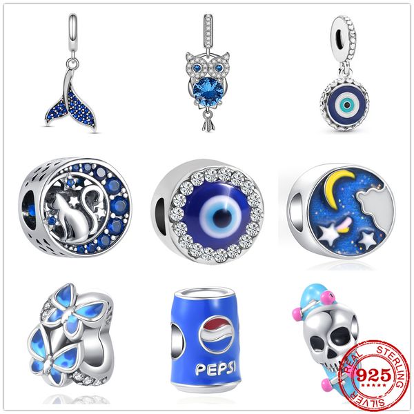 925 Silber Charme Perlen Dangle Cat Wal Schwanz Anhänger Perle Fit Pandora Charms Armband DIY Schmuckzubehör