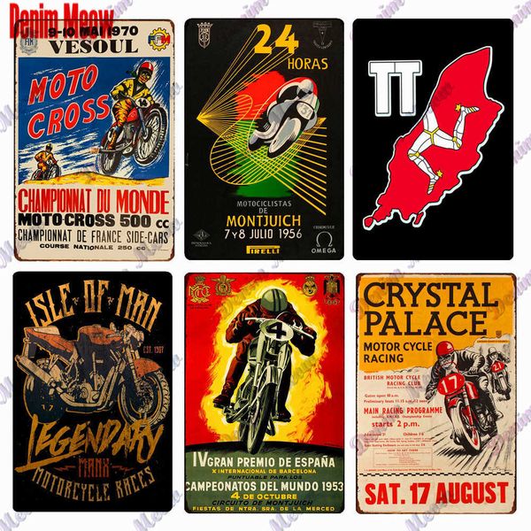 

vintage tt races metal plate motor cycle racing metal tin sign isle of man tourist for bar garage club mancave wall decor