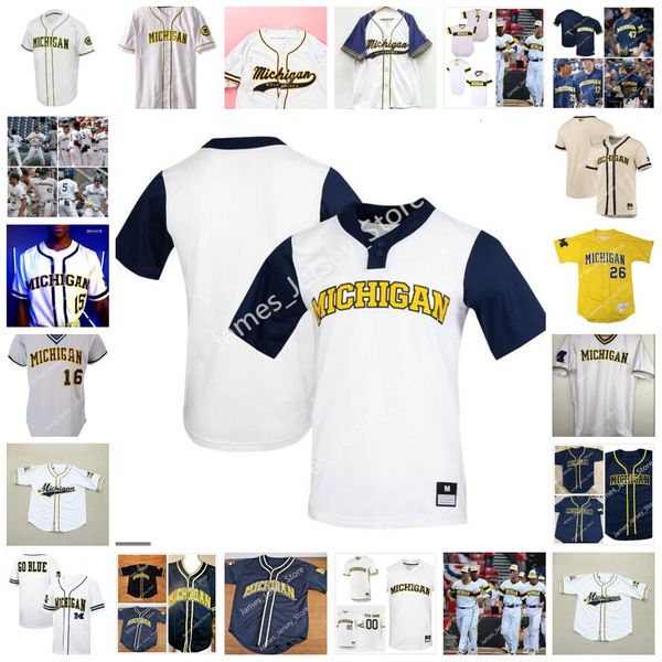 

custom stitched michigan wolverines baseball jersey 8 jimmy ober9 dylan stanton 10 cody hultink 12 riley bertram 13 joe longo 14 avery golde, Black