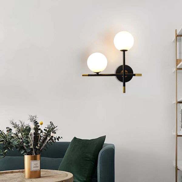 Lampada da parete moderna per interni a LED con sfera in vetro, soggiorno, camera da letto, apparecchio di illuminazione, sconce, cucina, corridoio, corridoio, luce decorativa