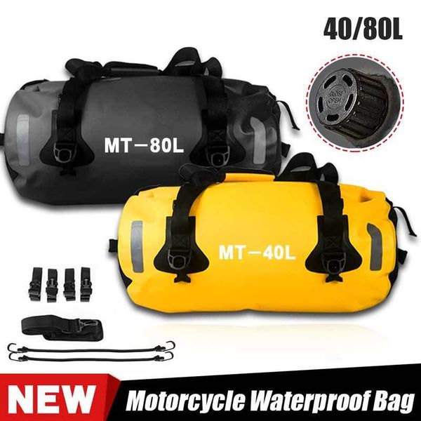 

motorcycle waterproof tail bag travel outdoor dry luggage roll pack 40 80l motorbike backpack seat s 220714