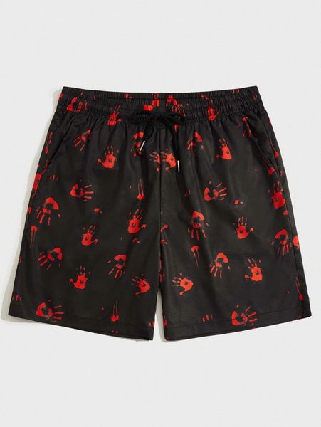 

romwe guys hand graphic shorts s9zc#, White;black