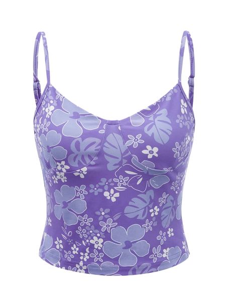 

floral print cami p6tc#, White
