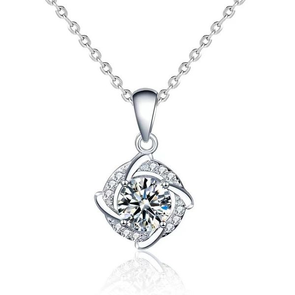 

trendy pendant necklaces s925 sterling silver 0.5ct d color vvs1 windmills moissanite necklace for women plated white gold pass diamond test
