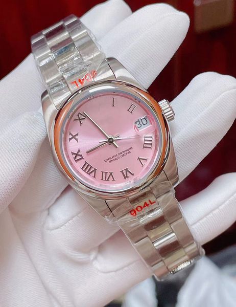 

mechanical lady fashion date watch stainless steel watchband sapphire glass, Slivery;golden