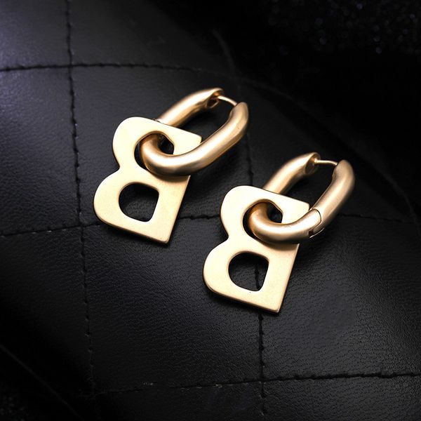 

letter b earrings female cool style dign sense 2022 exaggerated personality detachable two gold earrings, Golden