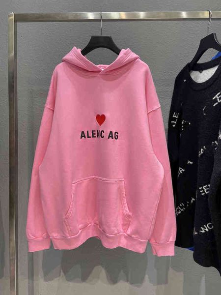 

men's hoodies sweatshirts correct version paris b home tanabata limited love worn men's and women's hooded fleece sweater hoo, Black