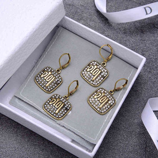 

2022 factory wholesale new old geometric round square rhombic lattice ear hook new simple earrings, Golden