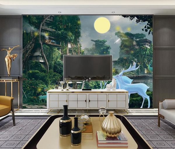 Bela paisagem 3d papel de parede decorações de parede sala de estar quarto sofá tv fundo parede decoração papier peint mural grandioso taille