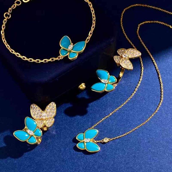 

classic 2022 bracelet flower butterfly seri pendant necklace bracelet earrings women jewelry party gifts wedding gift set, Golden;silver