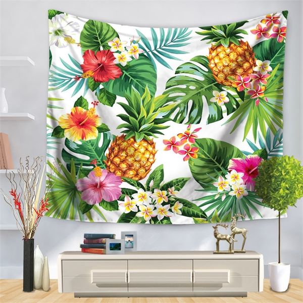 Ananas Tapestry Wall Hanging Frutta tropicale Tappeto decorativo da parete Elegante biancheria da letto Tropic Botanica Disegno colorato Tapestry T200622