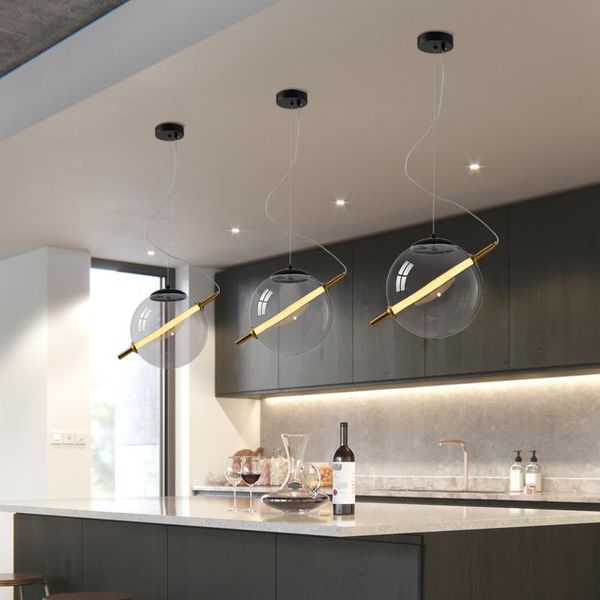 Tavan Işıkları Modern Led Avize Yemek Odası Mutfak Bar Minimalist Cam Top Asma Kolye Ev Aydınlatma Armatürleri