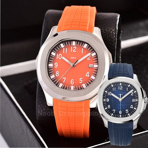 

new design 40mm mens watch watches with box 2813 automatic movement rubber strap luminous wristwatches orologio di lusso, Slivery;brown