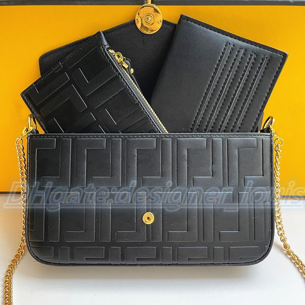 

7a quality three-piece set embossing bag hobo pochette tote mens wallet famous triple luxury designer handbag womens with box crossbody shou