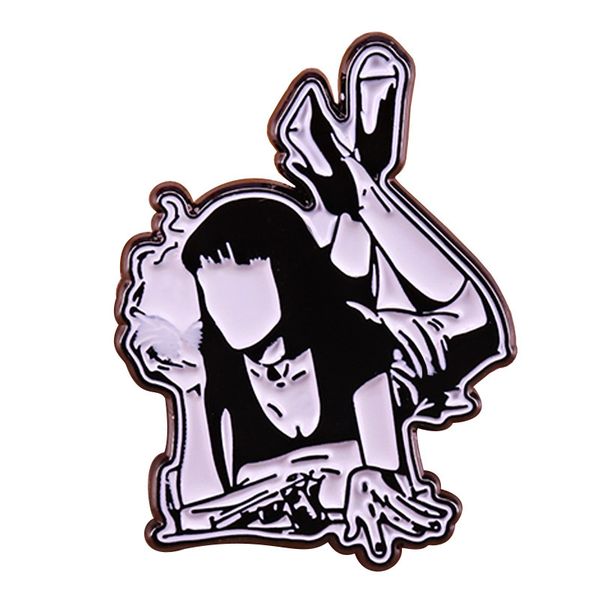 

pulp fiction story movie girl character brooch pin badge, Blue