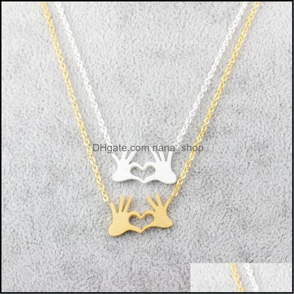 

pendant necklaces pendants jewelry tale stainless steel gold chain double hand love heart pendan dh2b5, Silver