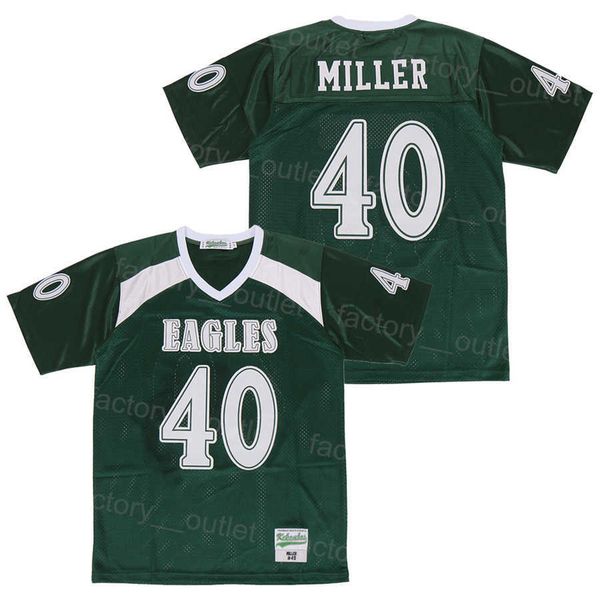 

men high school football valley ranch 40 von miller jersey moive hiphop college breathable for sport fans hip hop team color green universit, Black