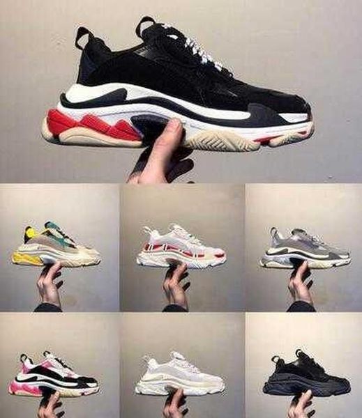 

2019 luxury platform ace 17fw mens womens triple s gym red blue triple black low old dad vintage casual shoes triple -s sneakers